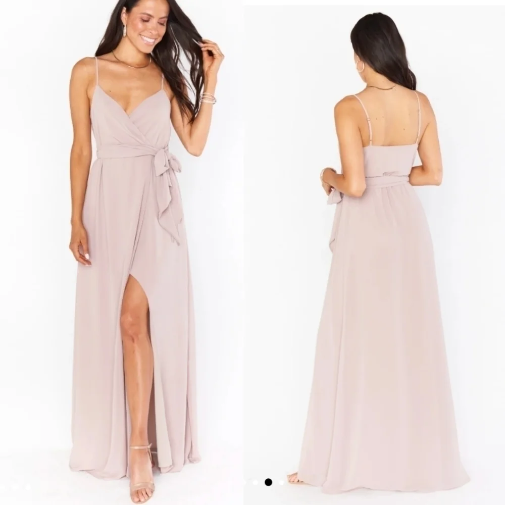 Show Me Your Mumu Liz Maxi Dress Women's Large Soft Beige Chiffon Golden 6